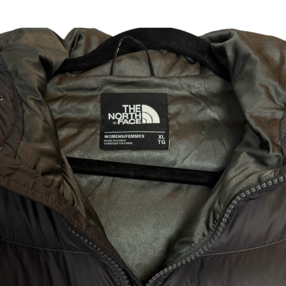 The North Face Jenae 550 Goose Down Hooded  Puffer Charcoal Gray Parka Coat XL - Picture 3 of 6
